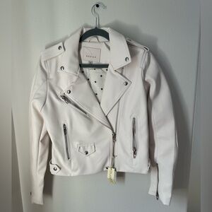 NWT BlankNYC White Vegan Faux Leather Moto Motorcycle Biker Jacket Size MEDIUM